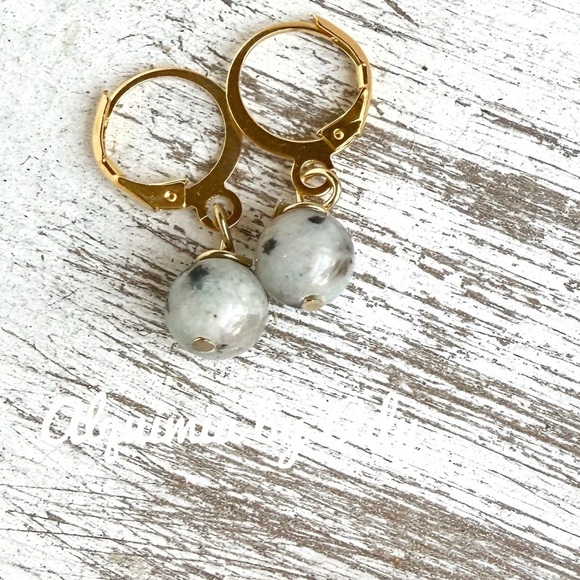 Gold and sesame jasper earrings - Picture 1 of 1